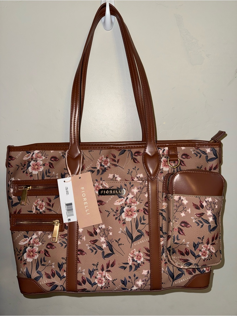 Fiorelli Brown Floral Tote Bag with Front Pockets